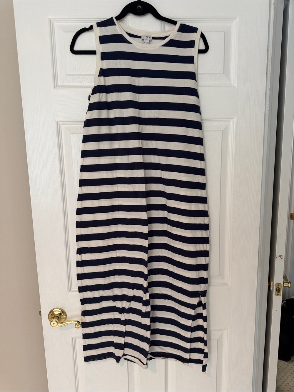 J. Crew Navy and White Striped Sleeveless Maxi